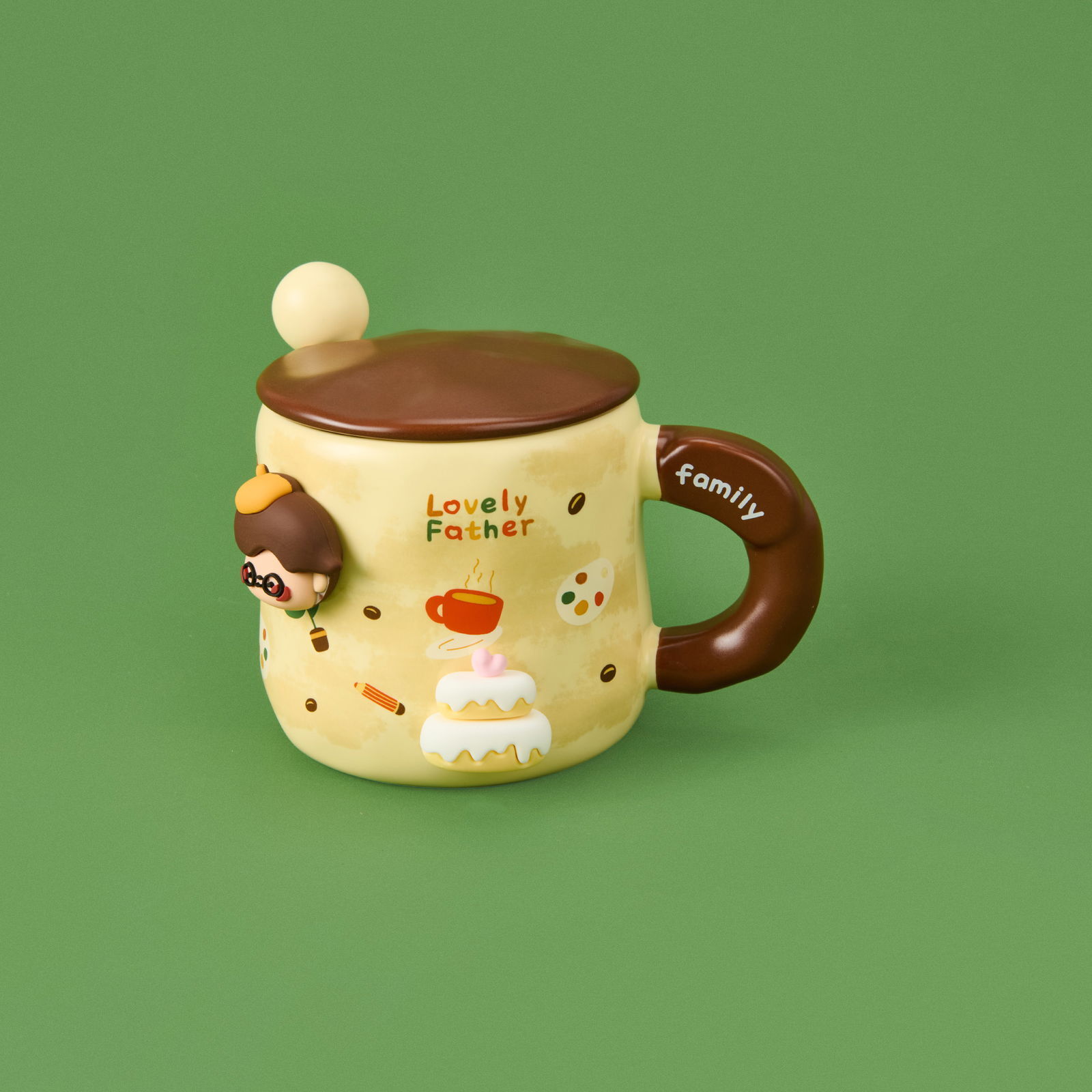 Figürlü Kaşıklı Kapaklı Kupa - Asorti - 250 ml