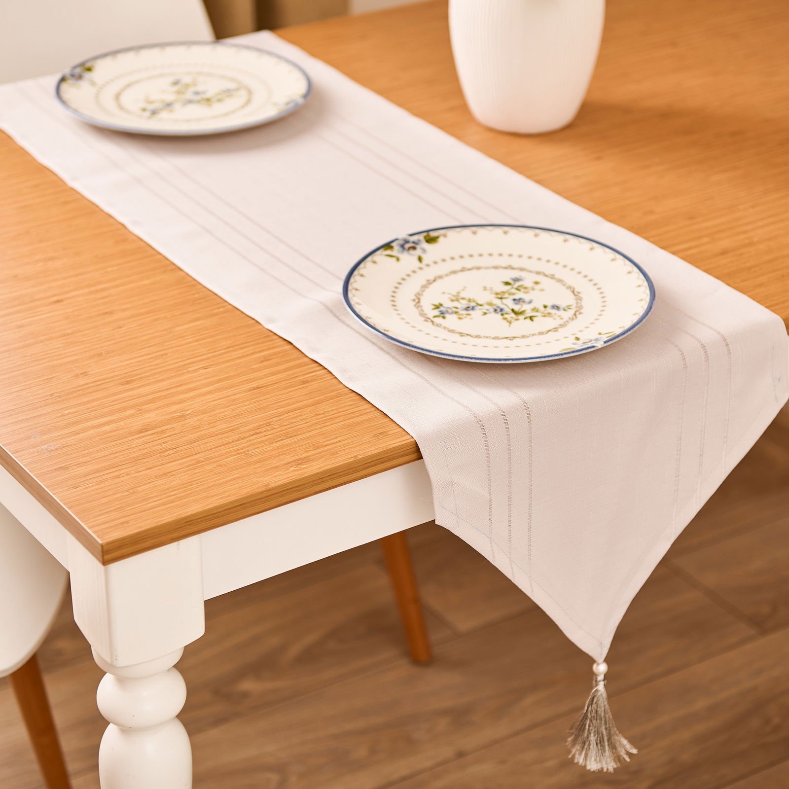 Soft Jakarlı Dokuma Runner - Bej - 35x140 cm