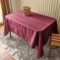 Soft Jakarlı Dokuma Masa Örtüsü - Mürdüm - 160x220 cm