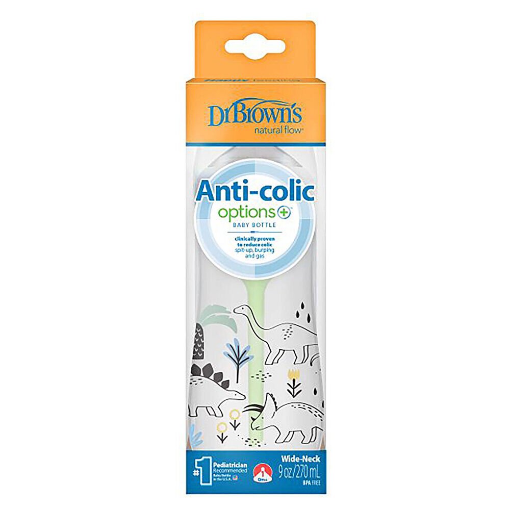 DB 91010 270 ml PP Geniş Ağız Anti-Kolik Options+, Dinozor Desenli, Tekli pak 1 Adet
