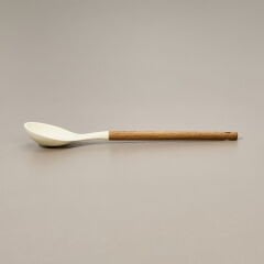 Akasya Saplı Silikon Servis Kaşığı - Kahverengi / Krem