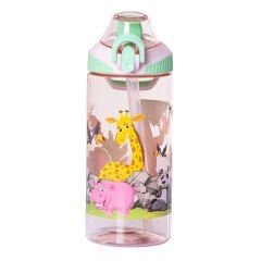 Pipetli Tritan Çocuk Su Matarası 500 ml Pembe-Yeşil 1 Adet