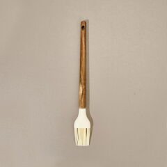 Akasya Saplı Silikon Yumurta Fırçası - Kahverengi / Krem