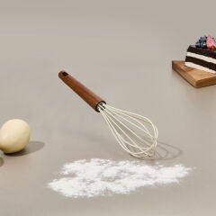 Akasya Saplı Silikon Çırpıcı - Kahverengi / Krem - 30 cm