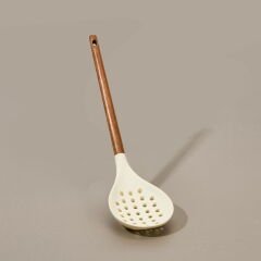 Akasya Saplı Silikon Kevgir - Kahverengi / Krem