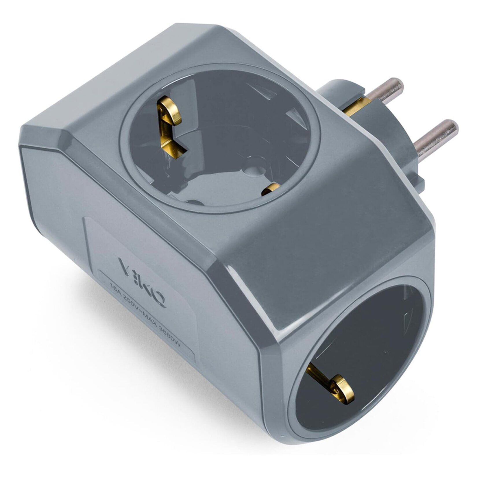 Viko Yonca Plus Gri Üçlü Topraklı Priz