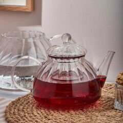 Vitor Borosilikat Cam Çaydanlık - Şeffaf - 800 ml + 1,5 lt