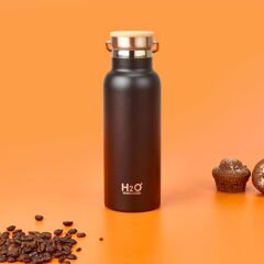 Bambu Kapaklı Çelik Termos - Siyah / Açık Kahverengi - 500 ml