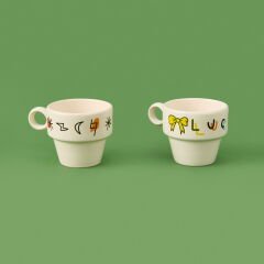 Tasarım Lucky 2'li Espresso Fincanı - Renkli - 90 ml