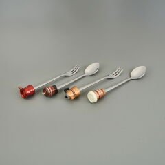 Kaşık ve Çatal Figürlü 4 Parça Sunum Seti - Renkli