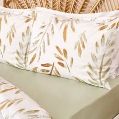 Soft Bulong Çift Kişilik Nevresim Takımı - Ekru / Yeşil
