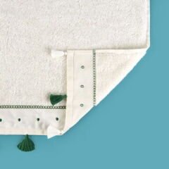 Soft Piene Yüz Havlusu - Ekru / Yeşil - 50x90 cm