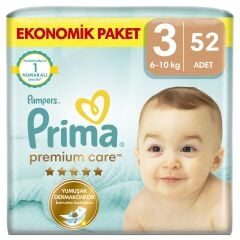 Prima Bebek Bezi Premium Care 3 Numara 52'li 6-10 Kg Ekonomik Paket