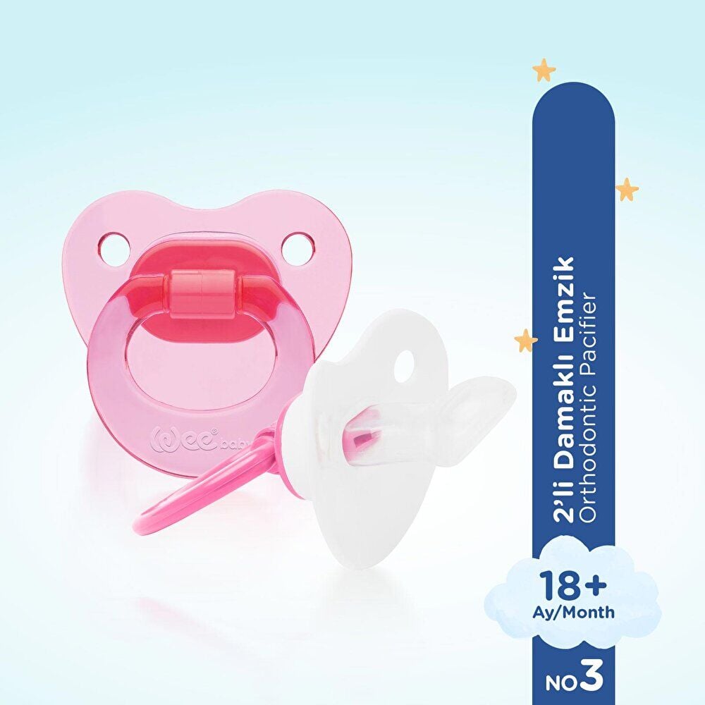 439 Wee Baby 2'li Damaklı Emzik No:3 Pembe 1 Adet
