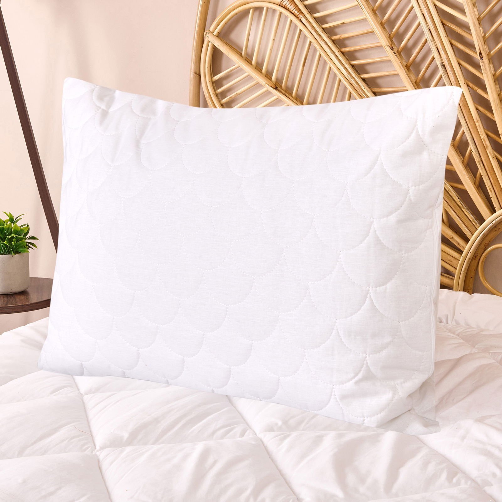 Soft Dalga Kapitoneli Yastık Alezi - Beyaz - 50x70 cm