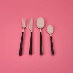 Mia Shadow 24 Parça Çatal Kaşık Bıçak Takımı - Siyah / Gri