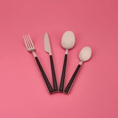 Mia Shadow 24 Parça Çatal Kaşık Bıçak Takımı - Siyah / Gri