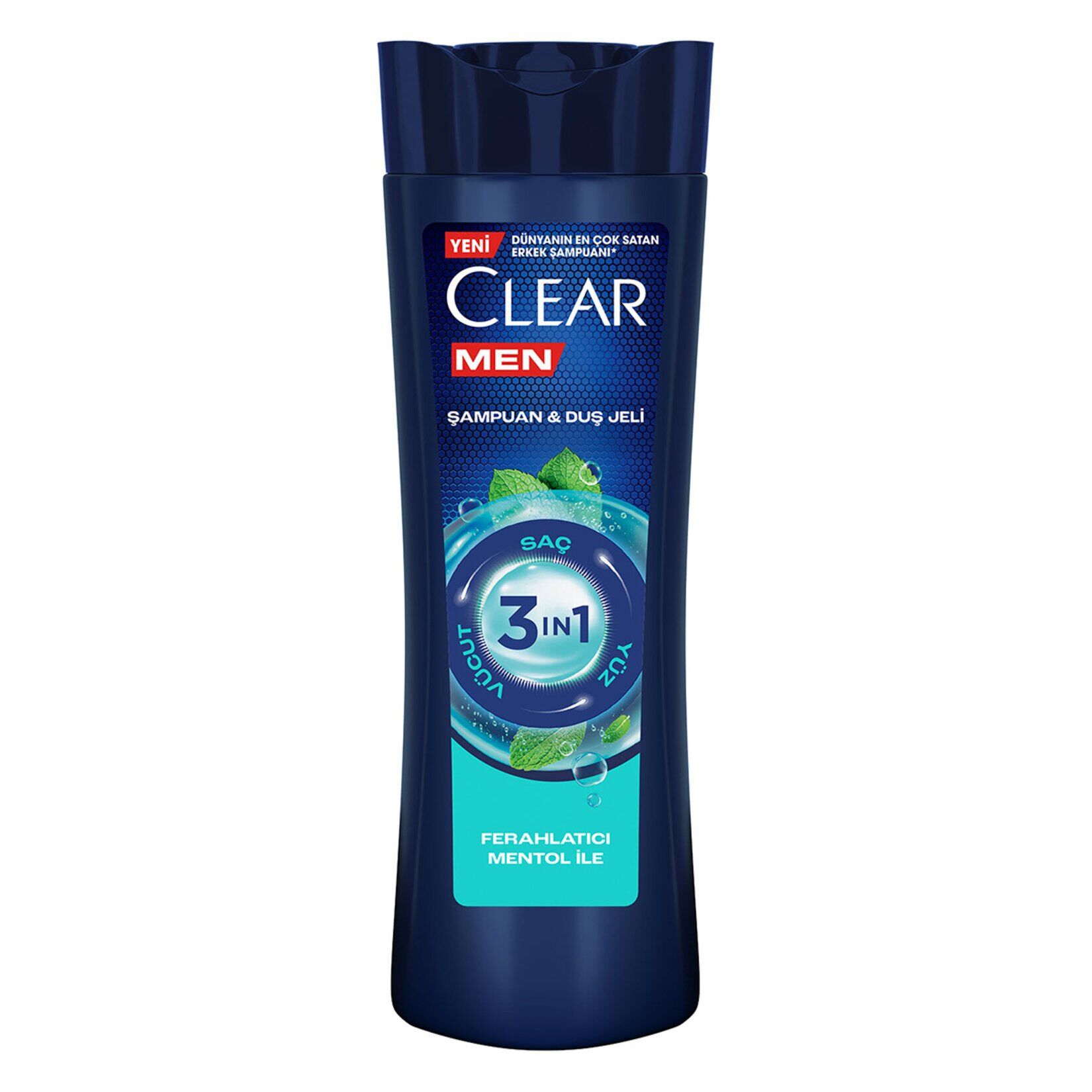 Clear Men 3 in 1 Şampuan  Duş Jeli Ferahlatıcı Mentol Etkisi Saç Yüz Vücut İçin 350 ml