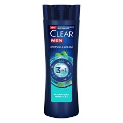 Clear Men 3 in 1 Şampuan  Duş Jeli Ferahlatıcı Mentol Etkisi Saç Yüz Vücut İçin 350 ml