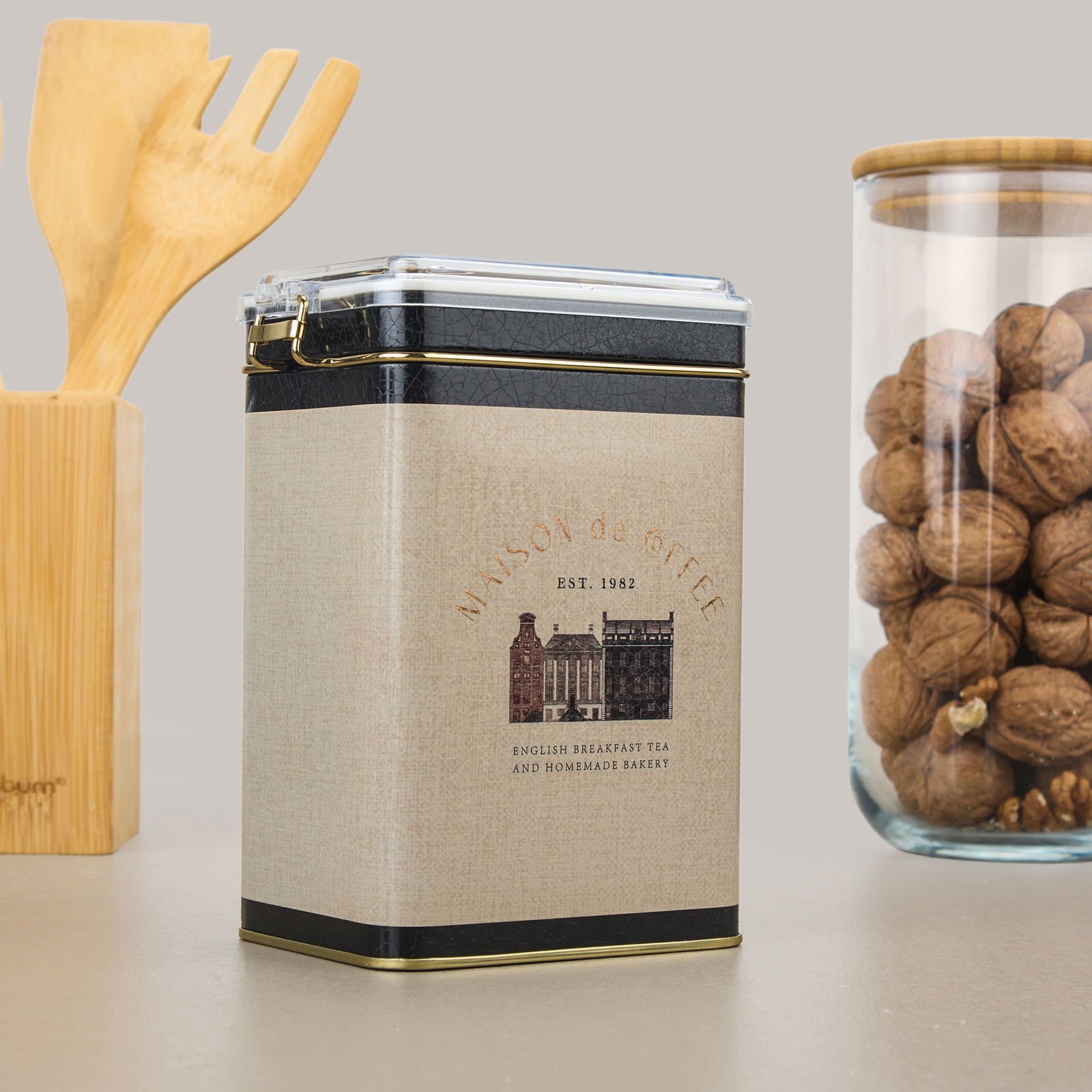 Azura Coffee Metal Saklama Kabı - Renkli - 7,5x10x15 cm