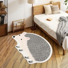 Kirpi Figürlü Halı -Gri - 80x150 cm