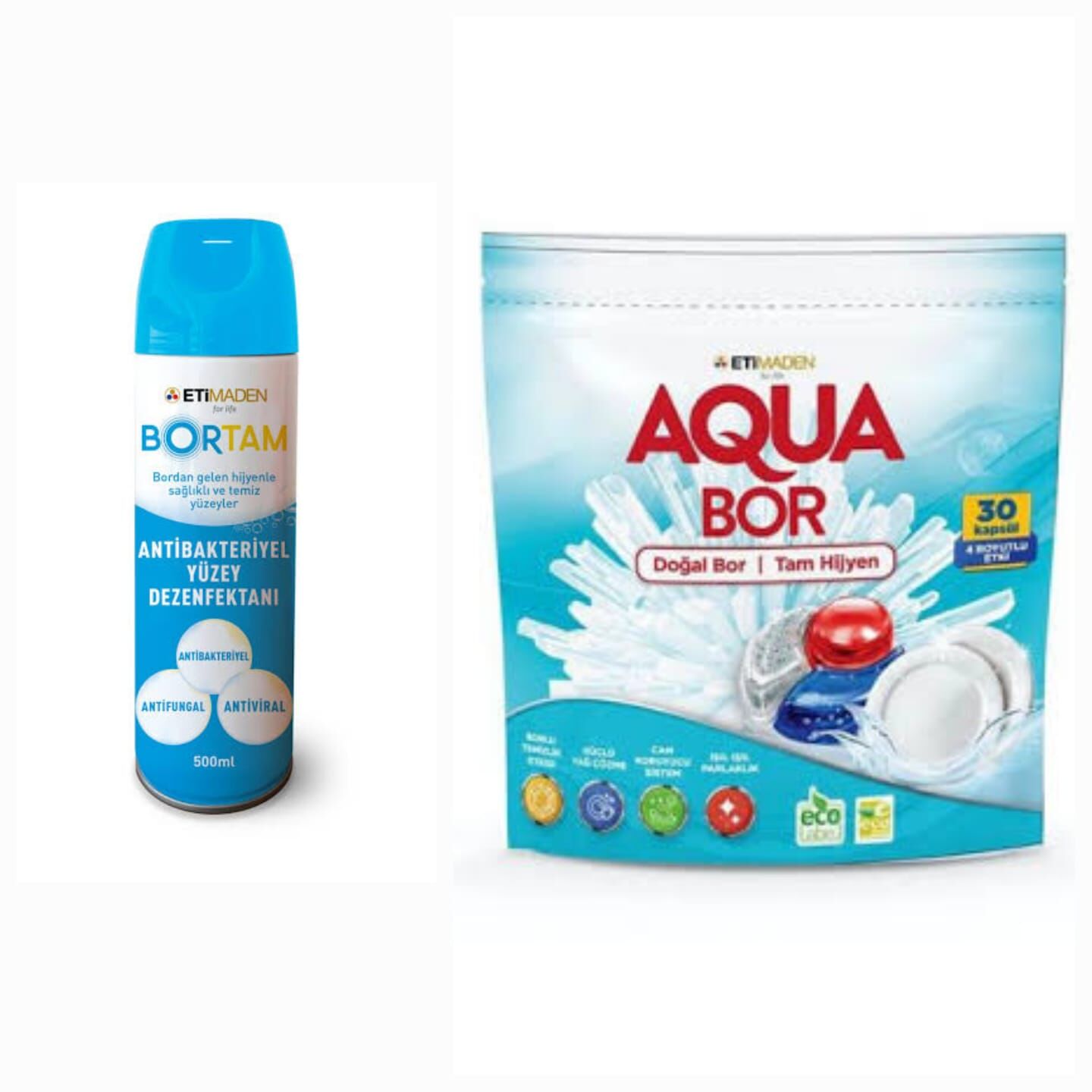 AQUABOR  DOĞAL MİNERALLİ BULAŞIK MAKİNESİ 30 KAPSÜL TABLET+DEZENFEKTAN