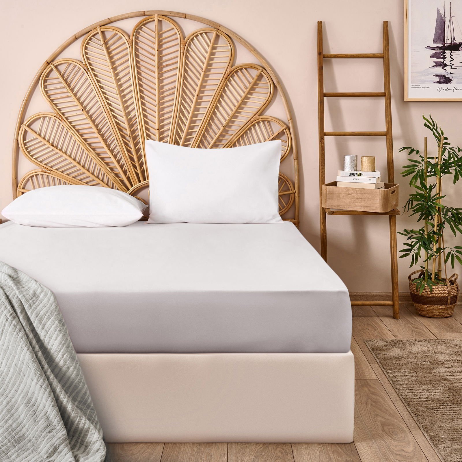 Soft Çift Kişilik Düz Kenar Çarşaf - Gri - 260x270 cm