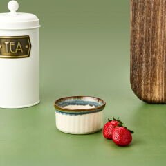 Porselen Sufle Kabı - Mavi - 9 cm