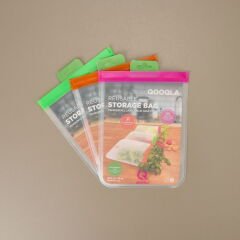 Yıkanabilir 3'lü Gıda Saklama Poşeti - Renkli - 19x25 cm