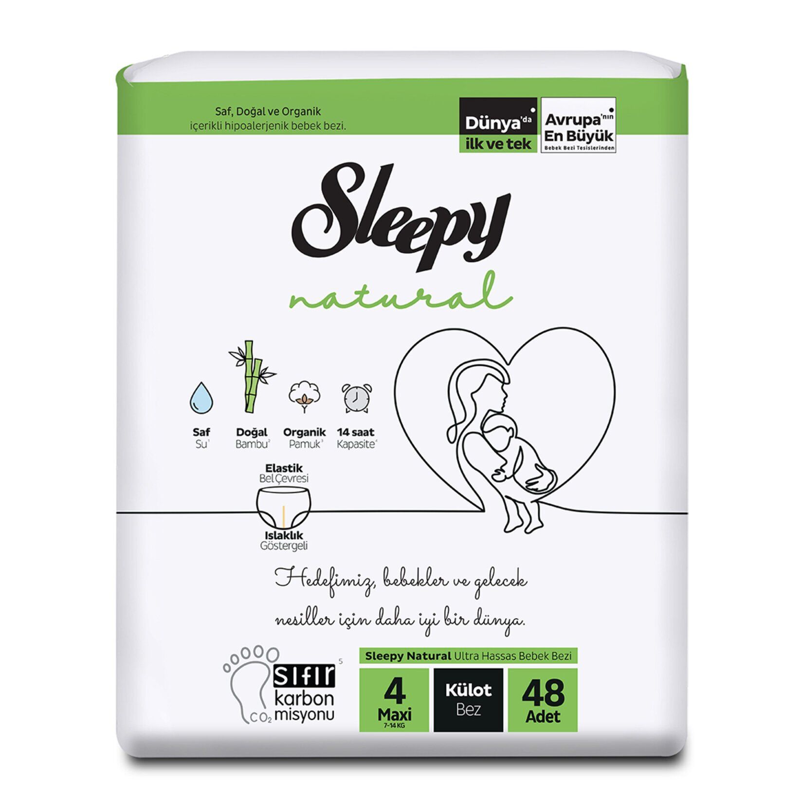 Sleepy Natural Kulot Bez 4 Beden Maxı 7-14 Kg 48'Lı