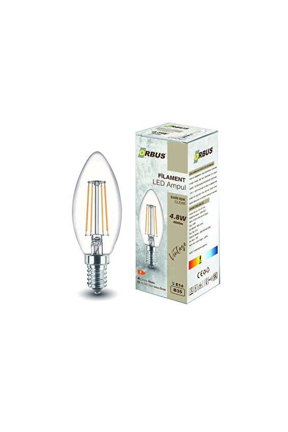 ORBUS BC3 4w Clear Ampul Sarı Işık E14 400lm