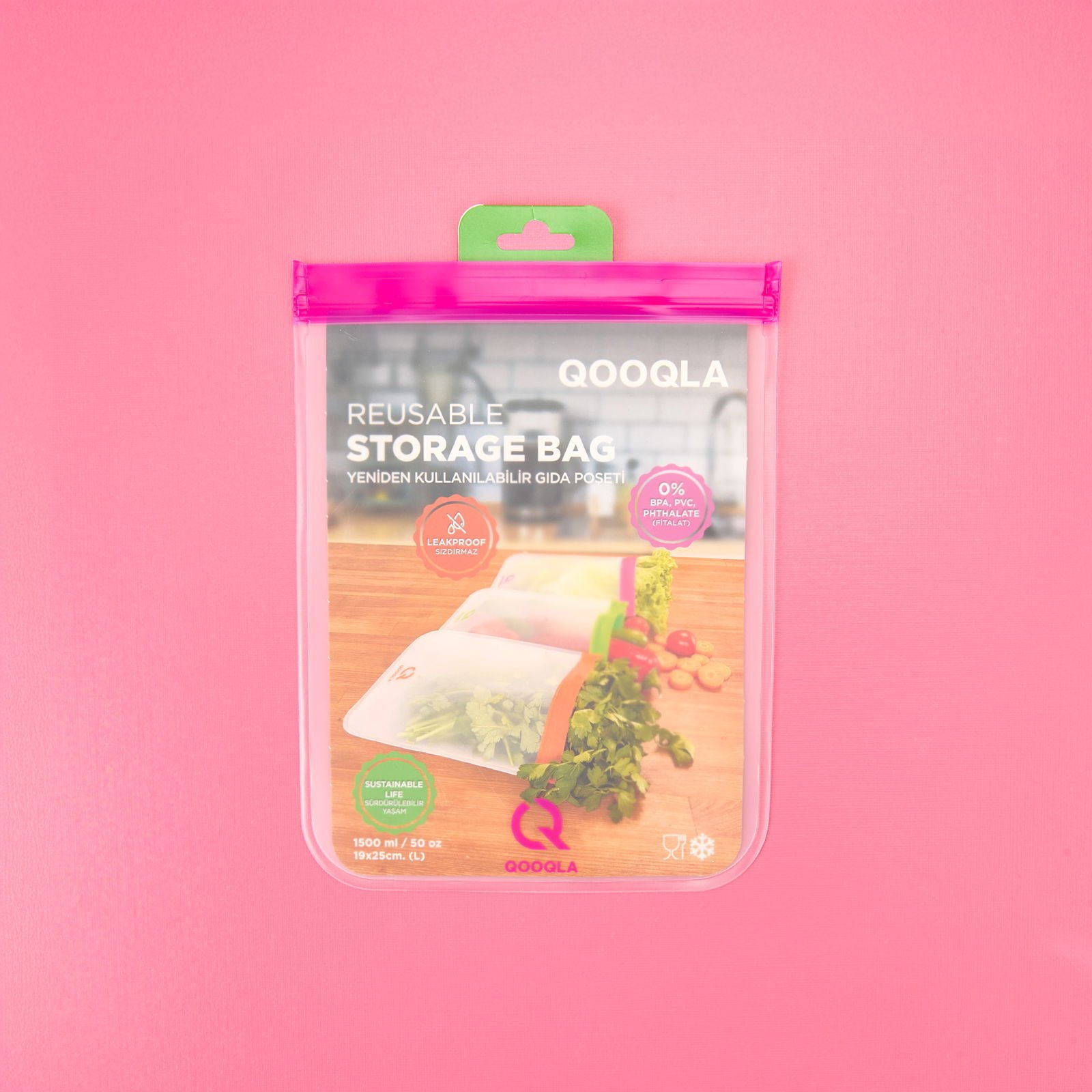 Yıkanabilir Gıda Saklama Poşeti - Asorti - 19x25 cm