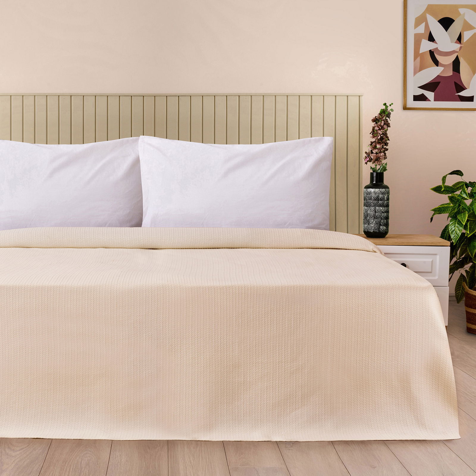 Soft Sable Çift Kişilik Pike - Bej - 200x220 cm