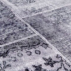 Kadife Patchwork Halı - Gri - 80x150 cm