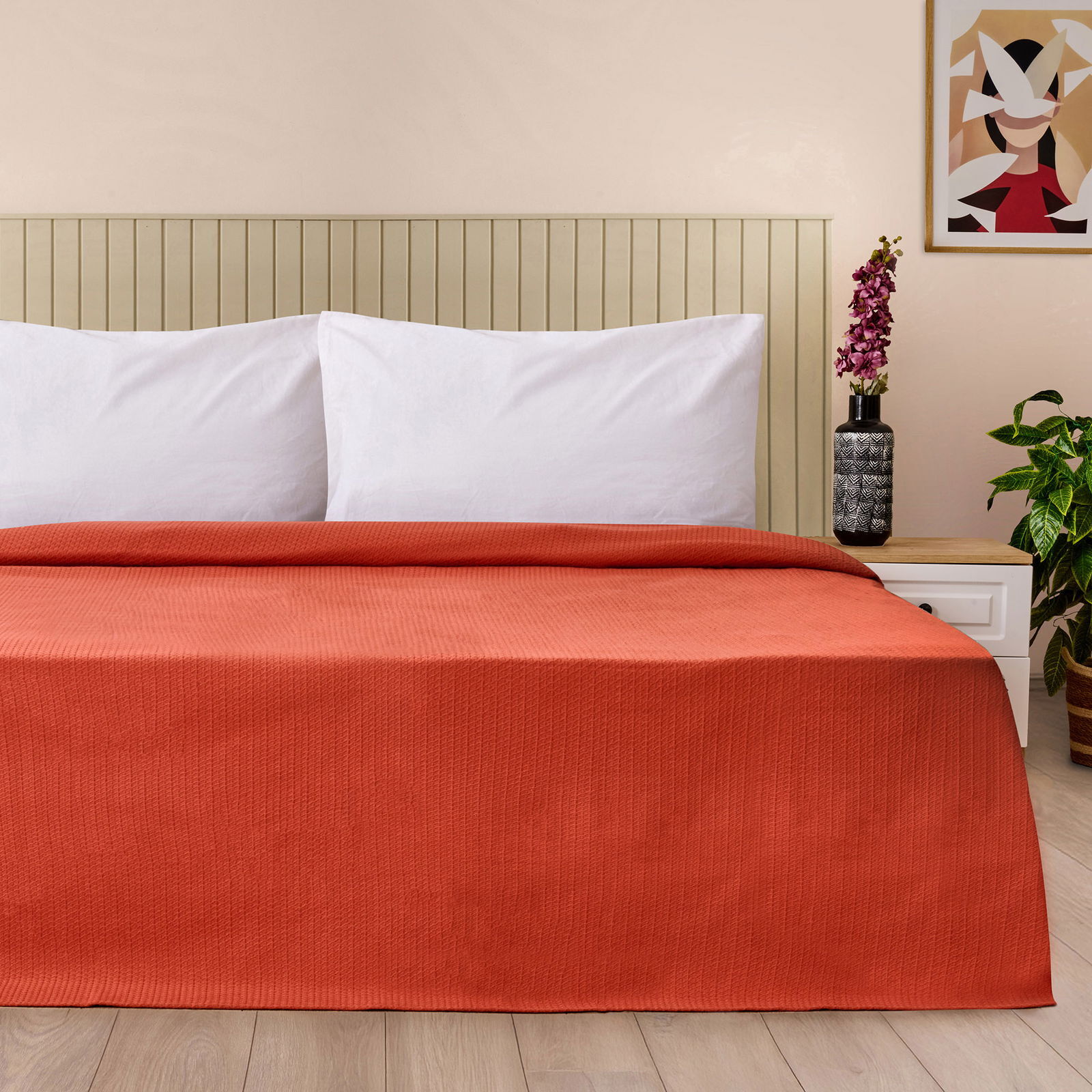 Soft Terra Tek Kişilik Pike - Kiremit - 160x220 cm