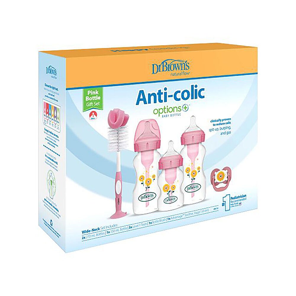 DB 3610 Geniş Ağız Anti-Kolik Options+ PP Biberon Pembe Hediye set 1 Adet