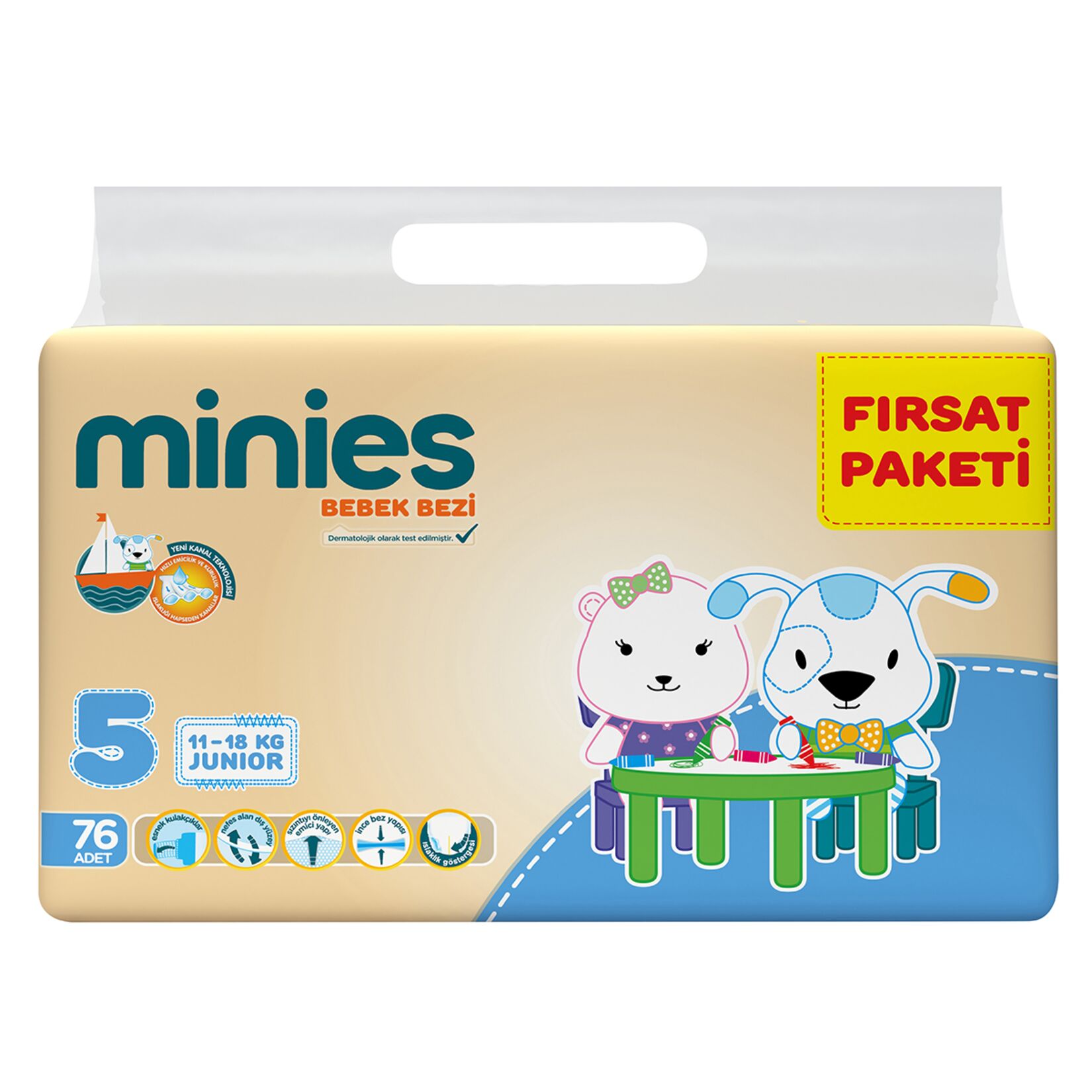 Minies Fırsat Paketi 5 No Junior 11-18 Kg 76'lı