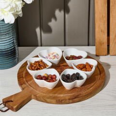 Kalpli Porselen 6'lı Sosluk - Beyaz - 3 cm