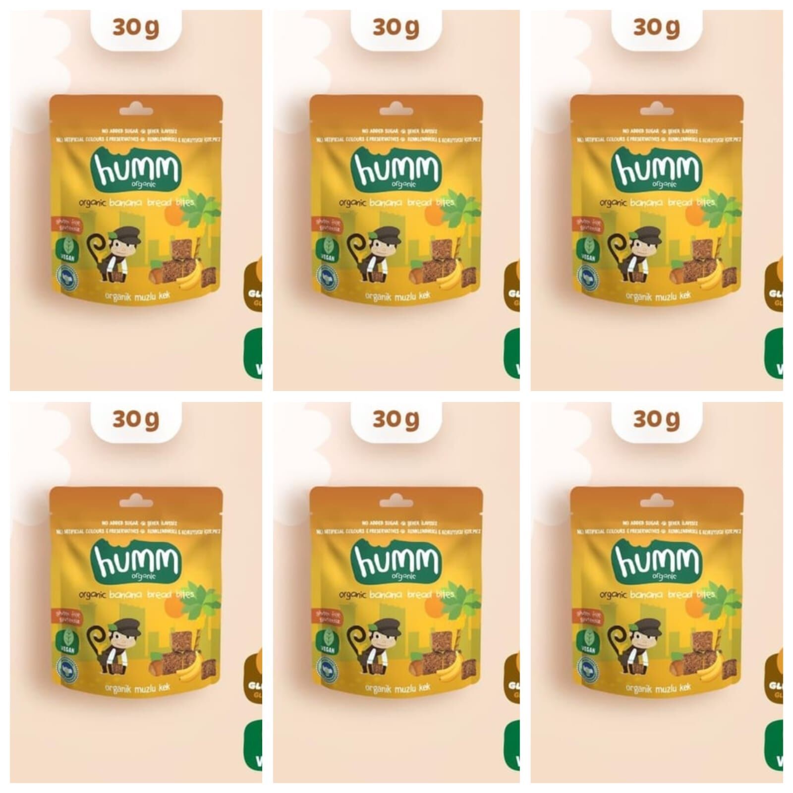 Organik Glutensiz Vegan Muzlu Kek - 30g * 6 adet