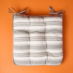 Soft Pute Sandalye Minderi - Ekru / Yeşil - 43x43 cm