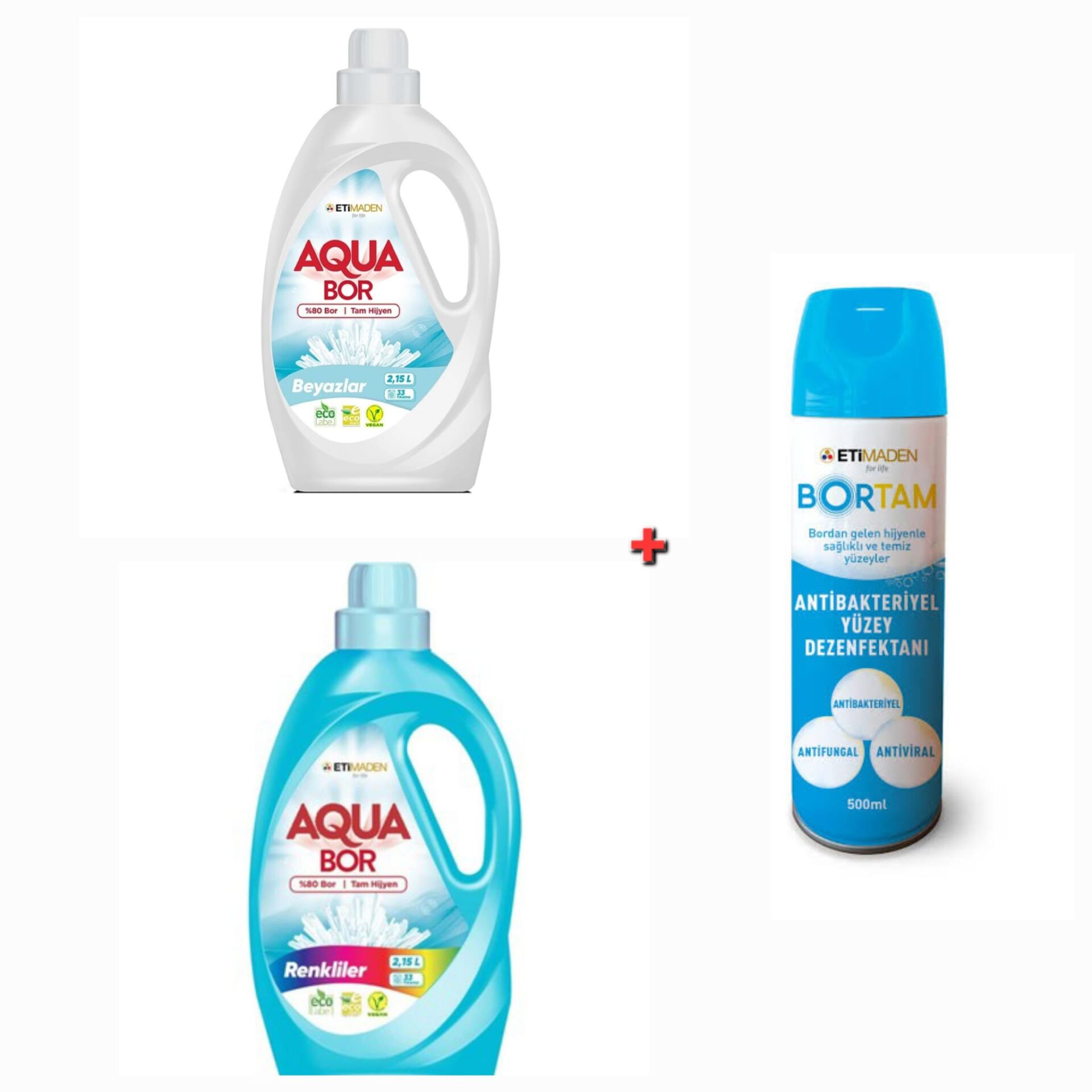 AQUABOR BEYAZLAR VE RENKLİLER  İÇİN SIVI ÇAMAŞIR DETERJANI  2*2.15 L 66 YIKAMA SIVI + DEZENFEKTAN