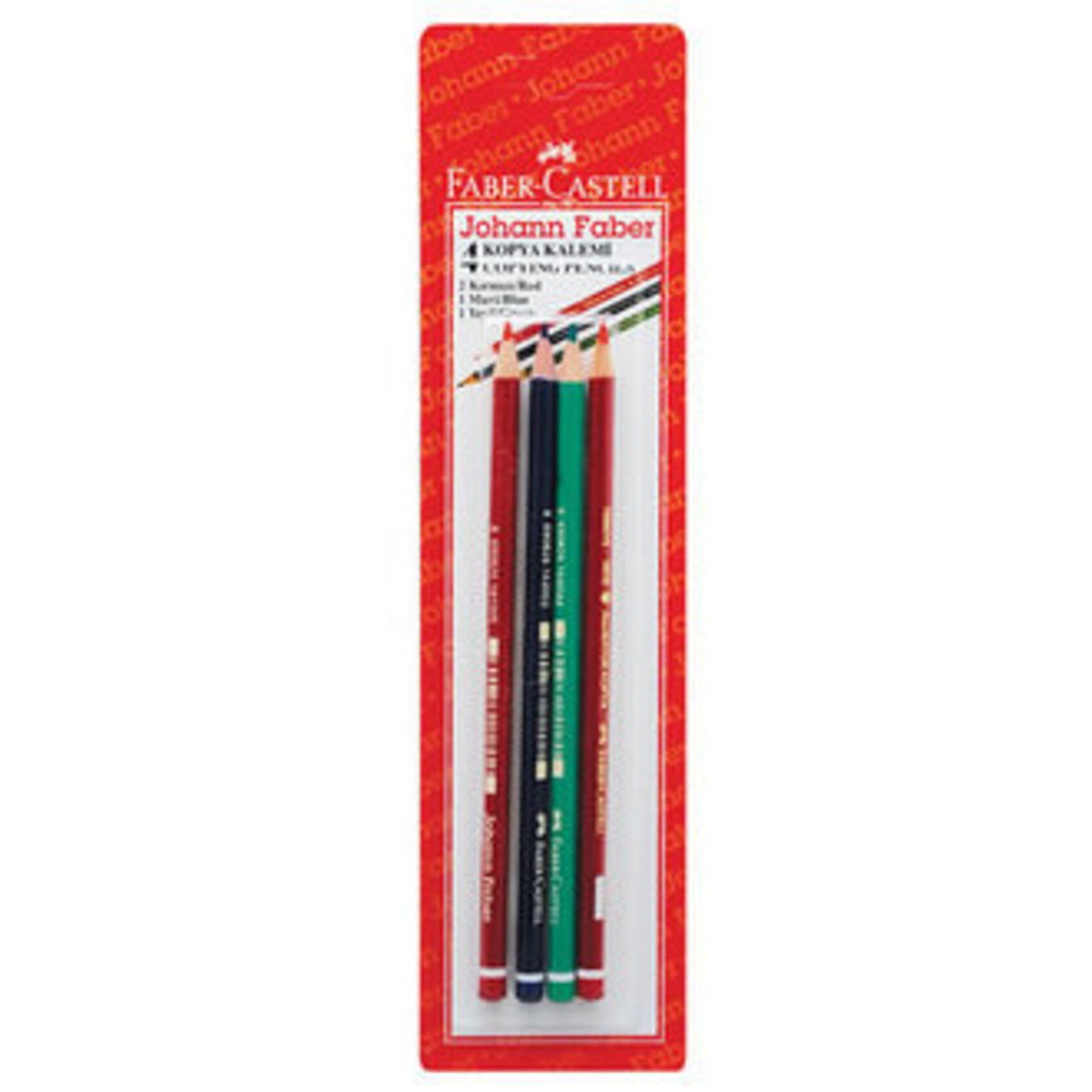Faber Castell Johann Faber 4 Karışık Kopya Kalemi ( 2 Kırmızı - 1 Mavi - 1 Yeşil )