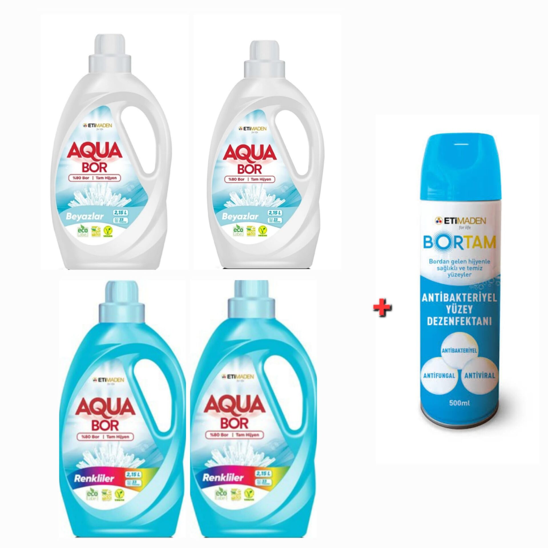 DOĞAL MİNERALLİ  BEYAZLAR VE RENKLİLER  İÇİN SIVI ÇAMAŞIR DETERJANI  4*2.15 L 132 YIKAMA SIVI + DEZENFEKTAN