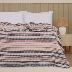 Soft Radiant Tek Kişilik Pike - Ekru / Lacivert - 160x230 cm
