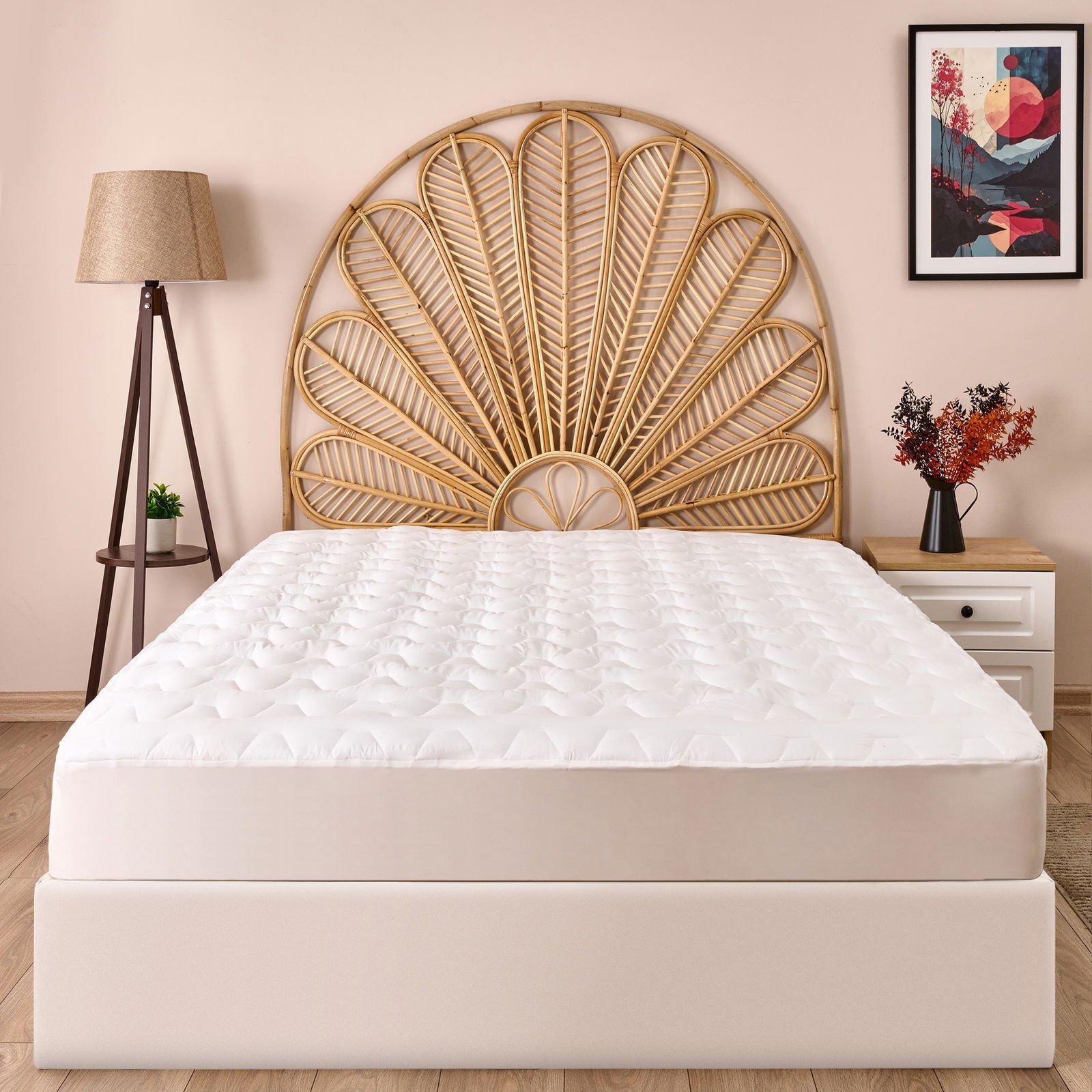 Soft Fitted Kapitoneli Tek Kişilik Uyku Pedi - Beyaz - 100x200 cm