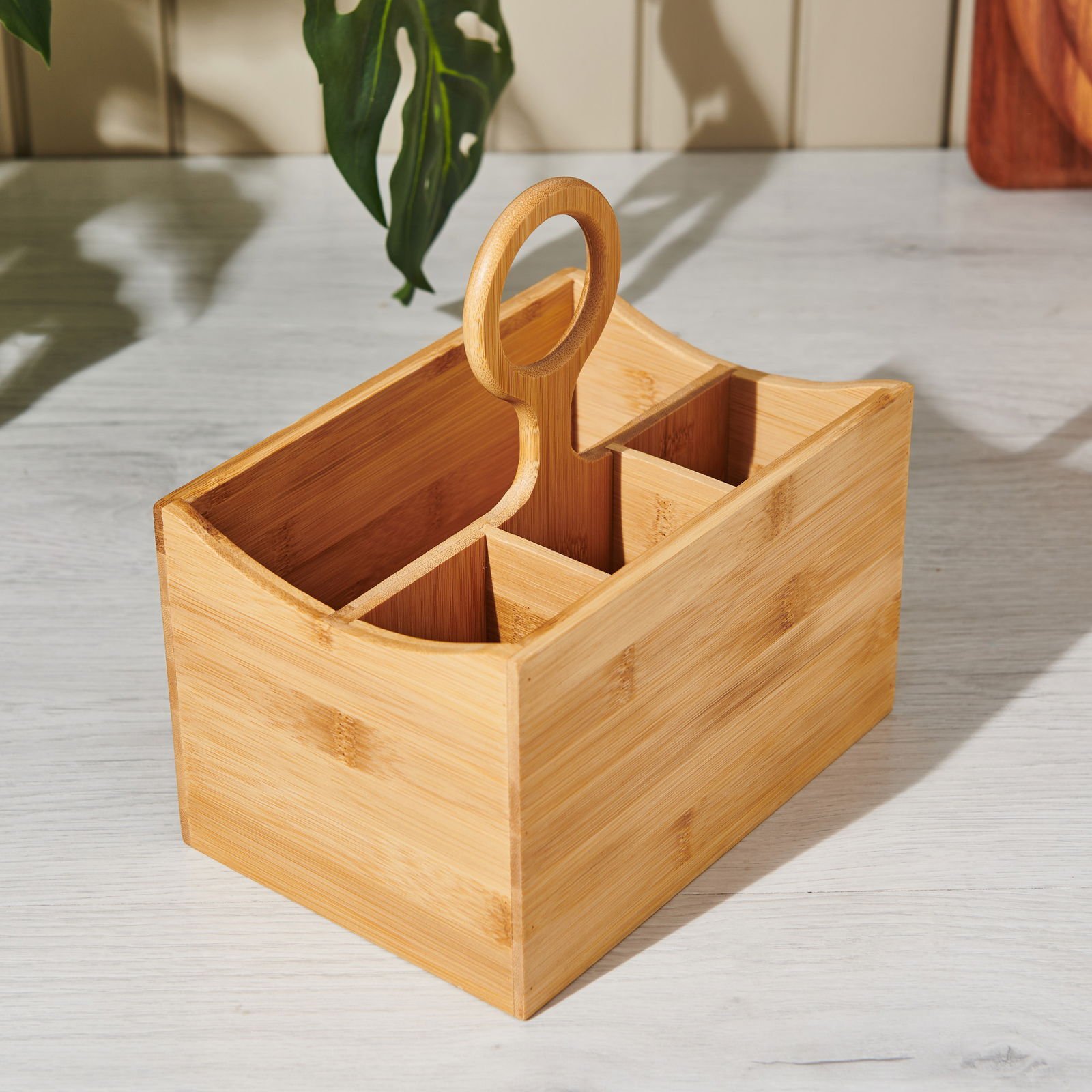 Bambu Kaşıklık - Kahverengi - 21x14,5x22 cm