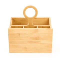 Bambu Kaşıklık - Kahverengi - 21x14,5x22 cm