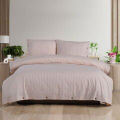 Soft Stripe Çift Kişilik Nevresim Takımı - Kiremit
