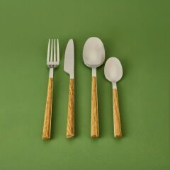 Mia Wooden 24 Parça Çatal Kaşık Bıçak Seti - Kahverengi / Gri