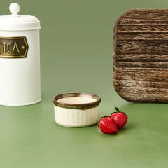 Porselen Sufle Kabı - Yeşil - 9 cm